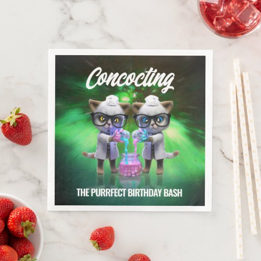 Serviette En Papier Funny Mad Chat Scientists Purrfect Anniversaire (En situation)