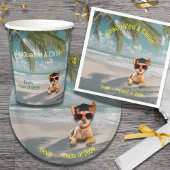 Serviette En Papier Funny Modern Dog Beach Graduation