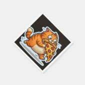 Serviette En Papier Funny Orange Cat Eating Pizza Cartoon (Coin)