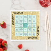 Serviette En Papier Funny Party Bingo Gold Parties scintillant Turquoi (En situation)