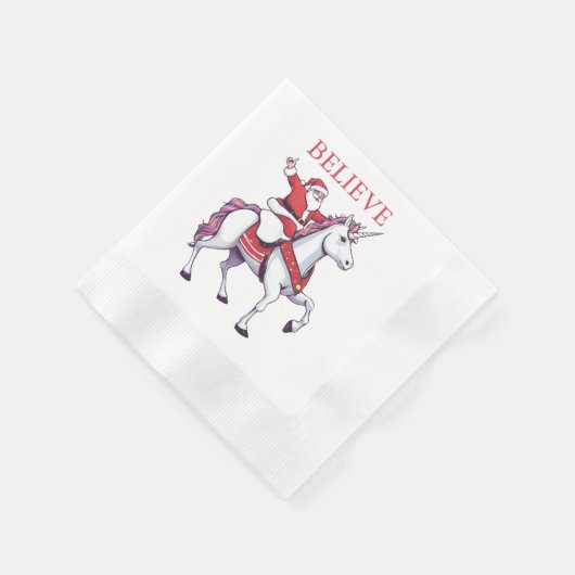 Serviette En Papier Funny Père Noël Unicorn Croyez Noël (Coin)