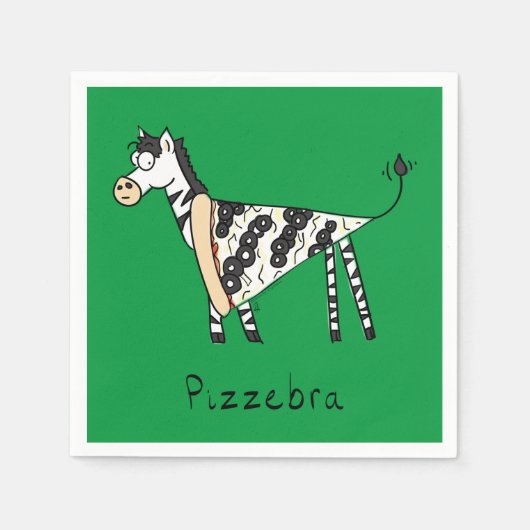 Serviette En Papier Funny Pizza Zebra mignonne Cartoon Enfants (Devant)