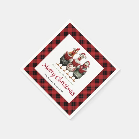 Serviette En Papier Funny quirky chickens Christmas napkin custom name (Coin)