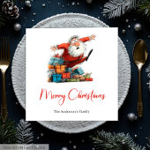 Serviette En Papier Funny Quirky Santa Red Green Christmas Napkins