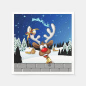 Serviette En Papier Funny Reindeer Peeking Christmas Meme  (Devant)