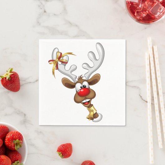 Serviette En Papier Funny Reindeer Peeking Christmas Meme  (En situation)