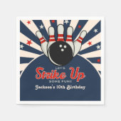 Serviette En Papier Funny Retro Bowling Birthday Party for Kids (Devant)