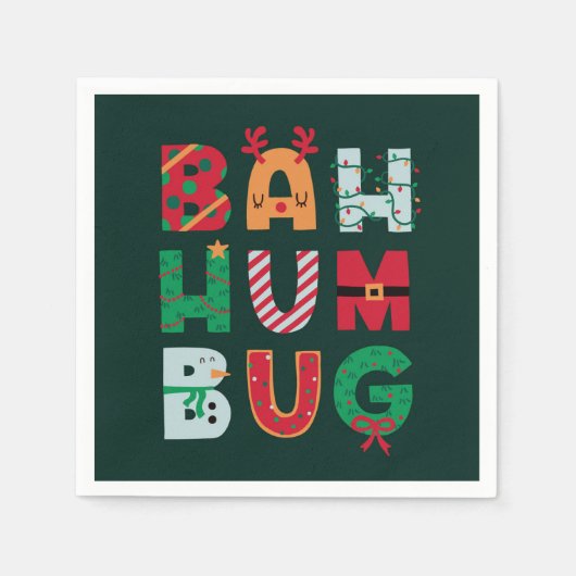 Serviette En Papier Funny Rubbish Bah Humbug Carte de vacances (Devant)