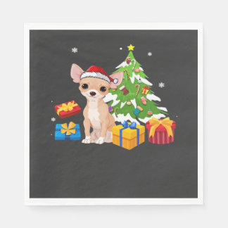 Serviette En Papier Funny Santa Chihuahua Dog Christmas Tree Gifts Xma