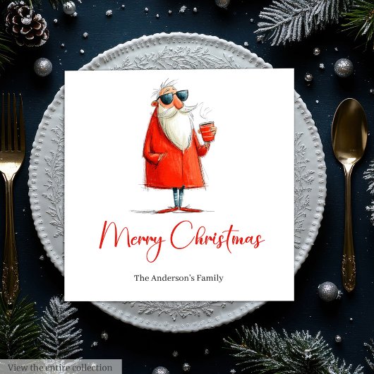Serviette En Papier Funny Santa Claus Minimalist Christmas Dinner