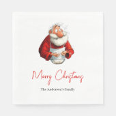 Serviette En Papier Funny Santa Claus Watercolor Christmas Dinner (Devant)