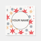 Serviette En Papier Funny Seastars Et Steerwheel Motif (Devant)