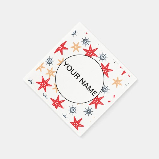 Serviette En Papier Funny Seastars Et Steerwheel Motif (Coin)