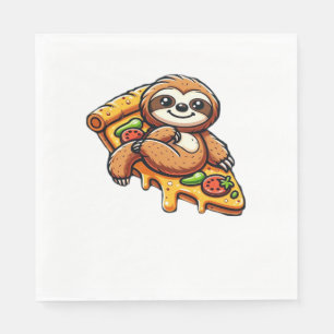 Serviette En Papier Funny Sloth mangeant Pizza, Kawaii Amoureux des an