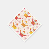 Serviette En Papier Funny Snowman avec pulls à fleurs et flocons de ne (Coin)