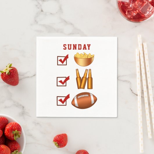Serviette En Papier Funny Sunday Football Checlist (En situation)