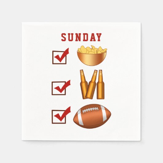 Serviette En Papier Funny Sunday Football Checlist (Devant)