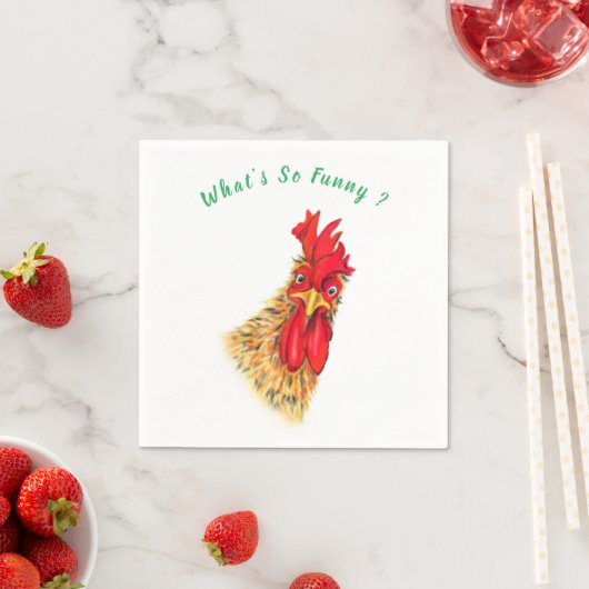 Serviette En Papier Funny Surprised Curious Rooster (En situation)
