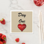 Serviette En Papier Funny Sweet Mariage Coeur rouge avec des noms/anné<br><div class="desc">Ce design mariage amusant et doux présente les mots... Jour Un... dans une police de caractères romantiques et un joli coeur rouge sous les noms de la mariée et du marié et de l'année mariage dans une police de caractères blancs contrastés. Il suffit de changer les détails à votre compte....</div>
