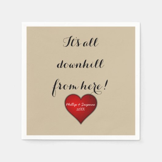 Serviette En Papier Funny Sweet Wedding Red Heart (Devant)