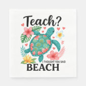Serviette En Papier Funny Teacher Beach Tortue d'été (Devant)