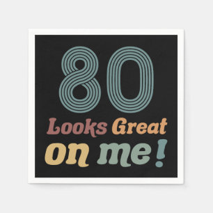 Serviette En Papier Funny Vintage 80e anniversaire