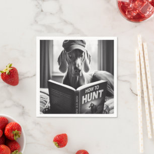 Serviette En Papier Funny Weimaraner Lire un livre sur la chasse