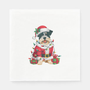 Serviette En Papier Funny Xmas Lighting Père Noël Frontière Terrier Ch