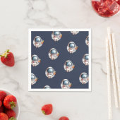 Serviette En Papier Fusée d'Homme Spatial Lune Anniversaire (En situation)