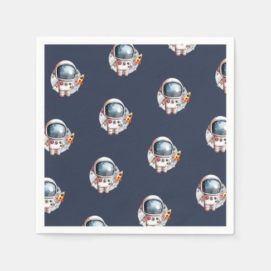 Serviette En Papier Fusée d'Homme Spatial Lune Anniversaire (Devant)