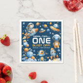 Serviette En Papier Fusée spatiale Astronaute Chat Décollage 1er Anniv (En situation)