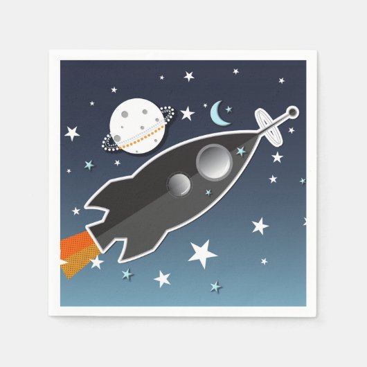 Serviette En Papier Fusée spatiale qui décolle pour une fête d'anniver (Devant)