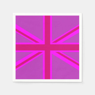 Serviette En Papier Fushia Union Jack rose chaud