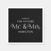 Serviette En Papier Futur M. et Mme Engagement Party Black (Devant)
