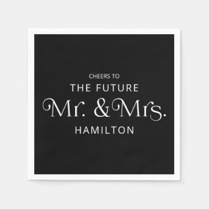 Serviette En Papier Futur M. et Mme Engagement Party Black