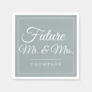 Serviette En Papier Futur M & Mme Engagement Party Dusty Blue Paper