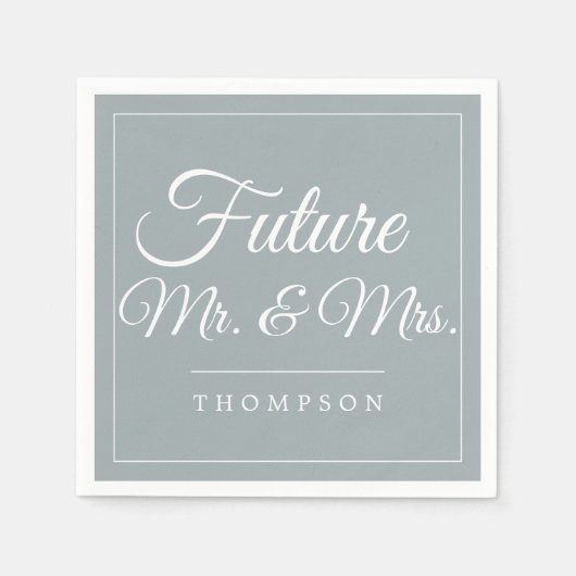 Serviette En Papier Futur M & Mme Engagement Party Dusty Blue Paper (Devant)