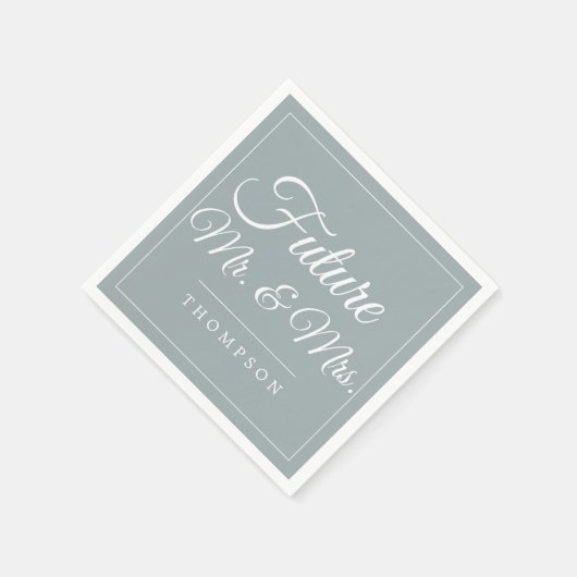 Serviette En Papier Futur M & Mme Engagement Party Dusty Blue Paper (Coin)