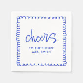 Serviette En Papier Futur Madame Française Fête des mariées Bleue Brav (Devant)