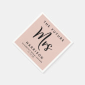 Serviette En Papier Futur Mme Personnalisée Fête des mariées rose pâle (Coin)