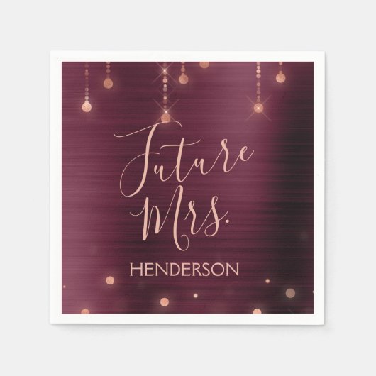 Serviette En Papier Futur Mme Rose Gold Burgundy Sparkle Foil (Devant)