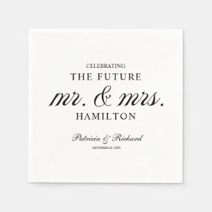 Serviette En Papier Futur Noir Et Blanc M. Et Mme Partie Engagement