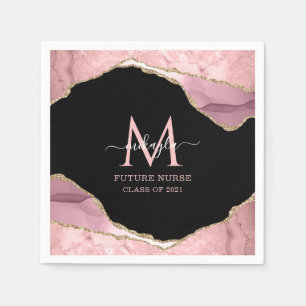 Serviette En Papier Futur script infirmière Signature Pink Gold Gradua