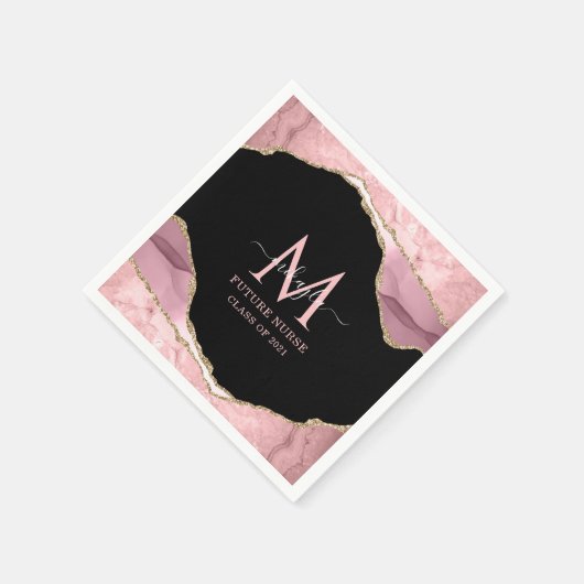Serviette En Papier Futur script infirmière Signature Pink Gold Gradua (Coin)