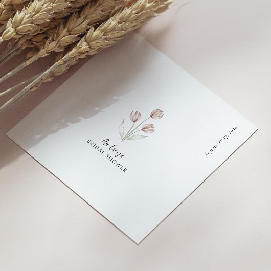 Serviette En Papier "Future mariée" Tulipe aquarelle rose et blanc