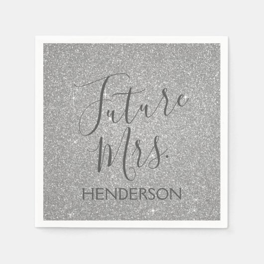 Serviette En Papier Future Mme Luxury Silver Sparkle Parties scintilla (Devant)