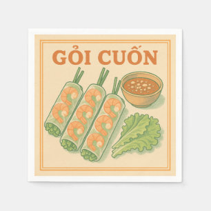 Serviette En Papier Gỏi Cuốn (Rouleaux de Printemps), Style Rétro pour