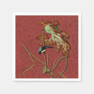 Serviette En Papier G.A. Audsley Vintage Rouge Oiseau Japonais Art Lot