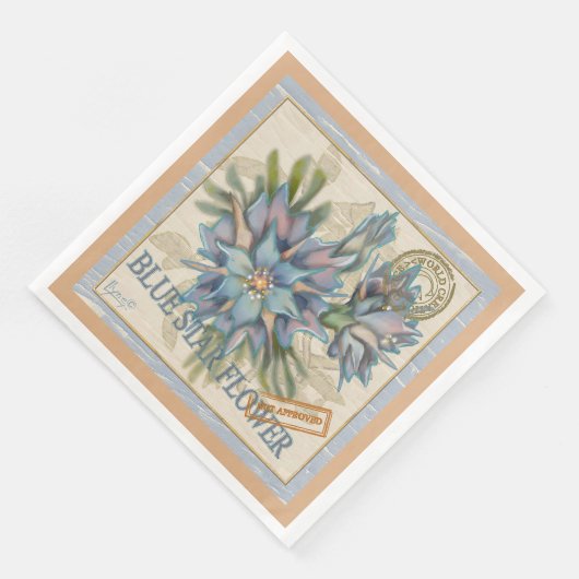 Serviette En Papier G Creation Office fleur bleue (Coin)