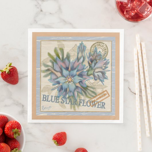 Serviette En Papier G Creation Office fleur bleue (En situation)